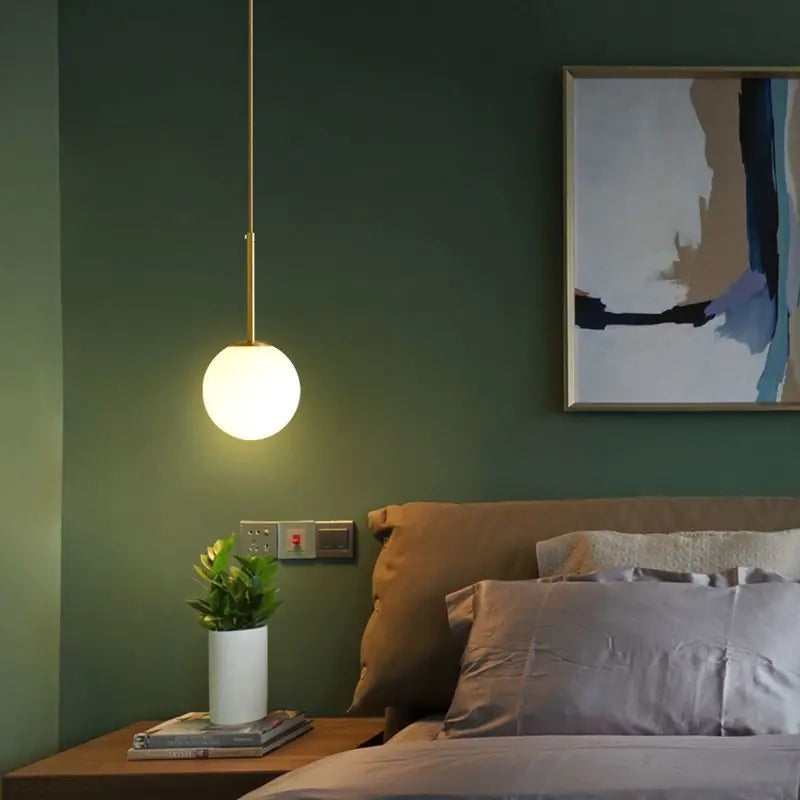 Nordic Bedroom Pendant Light - Modern Glass Ball Decor